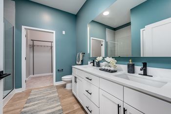 A bathroom with a white sink and a mirror above it at Ironwood Flats Apartments, Brandon, Florida